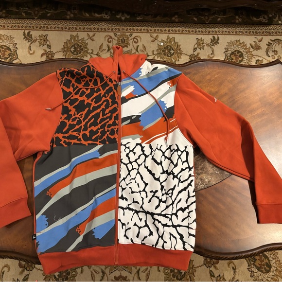 Rare Air Jordan Spizike Men’s Orange Y2K Full Zip Hoodie Sweatshirt